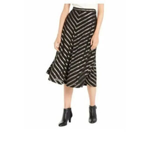 ALFANI Womens Black Sequined Glitter Striped Party Fit +